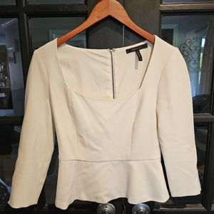 BCBG MAXAZRIA 3/4 SLEEVE PEPLUM TOP XS
